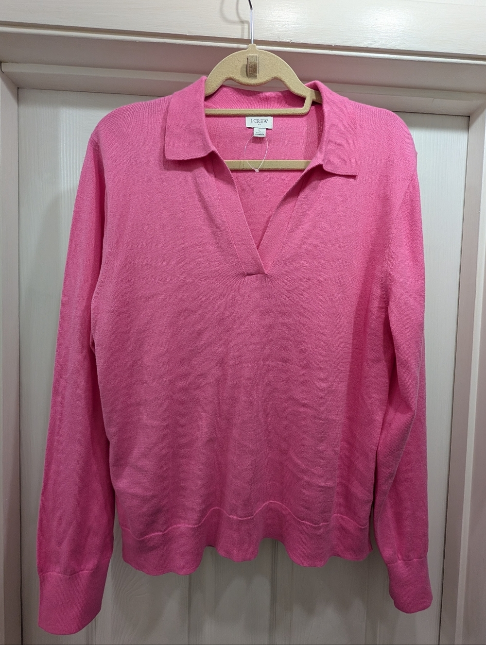 J.Crew Light Pink Crew Neck Sweater – Size L – 100% Cotton NWOT